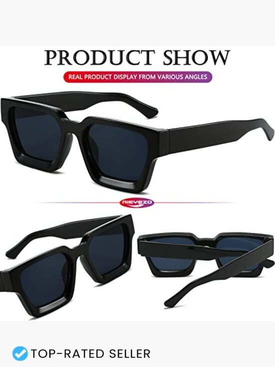 Square Thick Frame Chunky Retro Vintage Sunglasses Non Polarized UV Protection main image 7